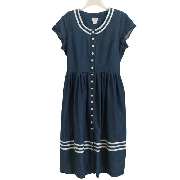 Lanz of Salzburg Bon Voyage Chambray Nautical Sailor Dress Like New Size Large - Picture 2 of 10